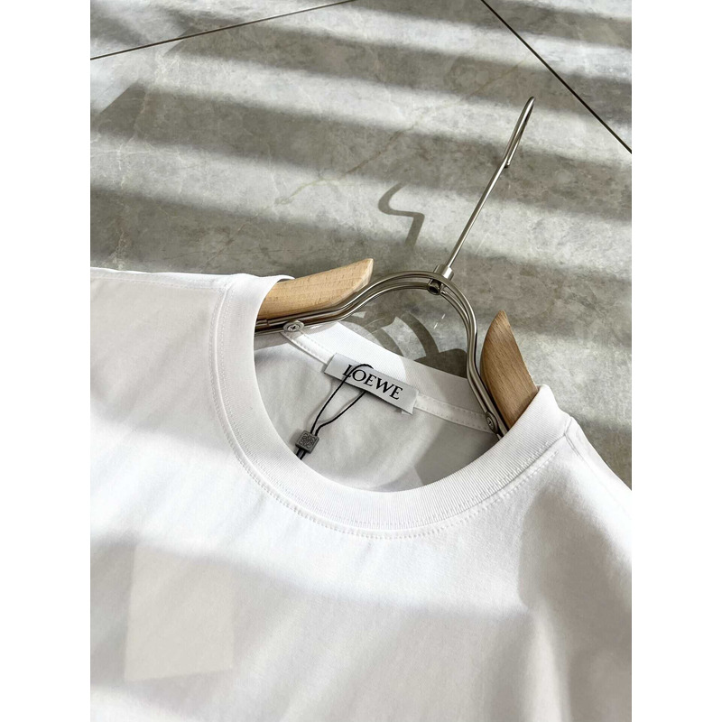 Loewe Logo Embroidered Cotton T-Shirt White