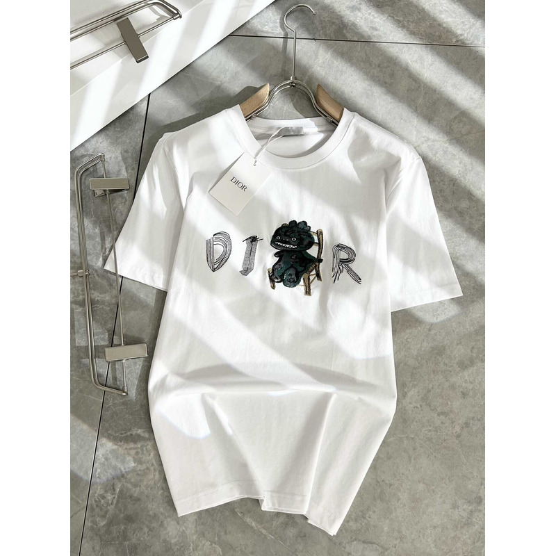 D*or logo embroidered cotton t-shirt white