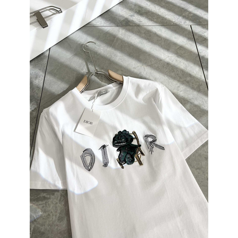 D*or logo embroidered cotton t-shirt white