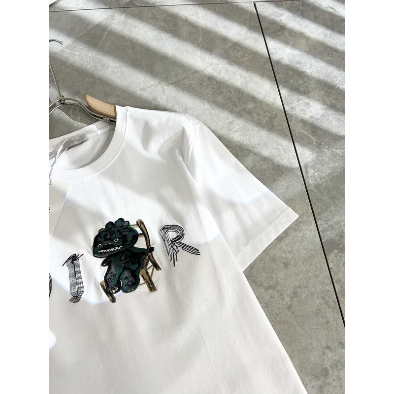 D*or logo embroidered cotton t-shirt white