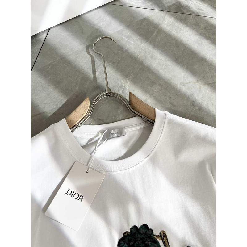 D*or logo embroidered cotton t-shirt white