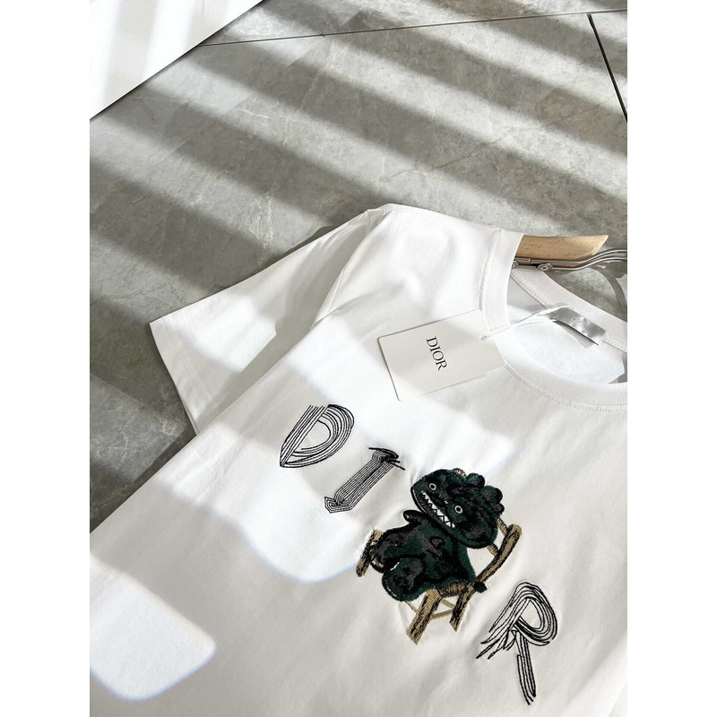 D*or logo embroidered cotton t-shirt white