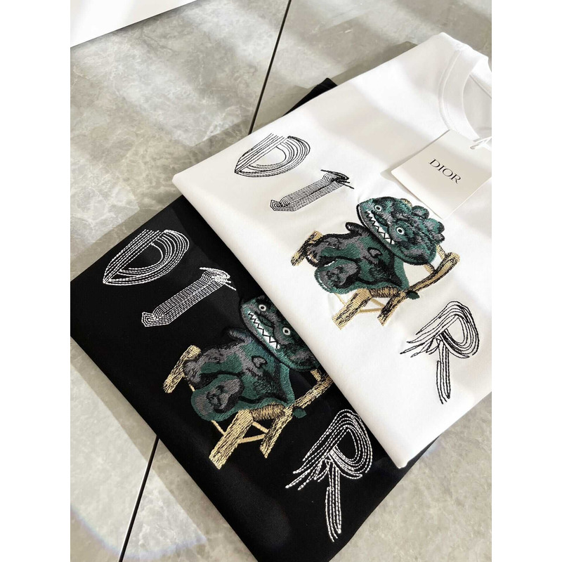 D*or logo embroidered cotton t-shirt white