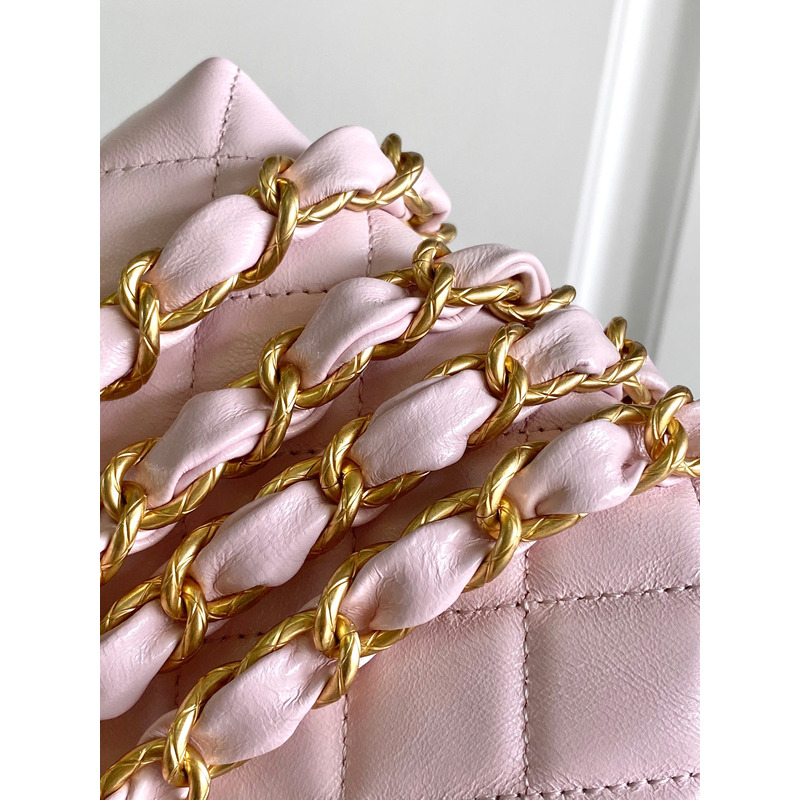 Ch*el chain bag patent shiny lambskin gold-tone metal pink