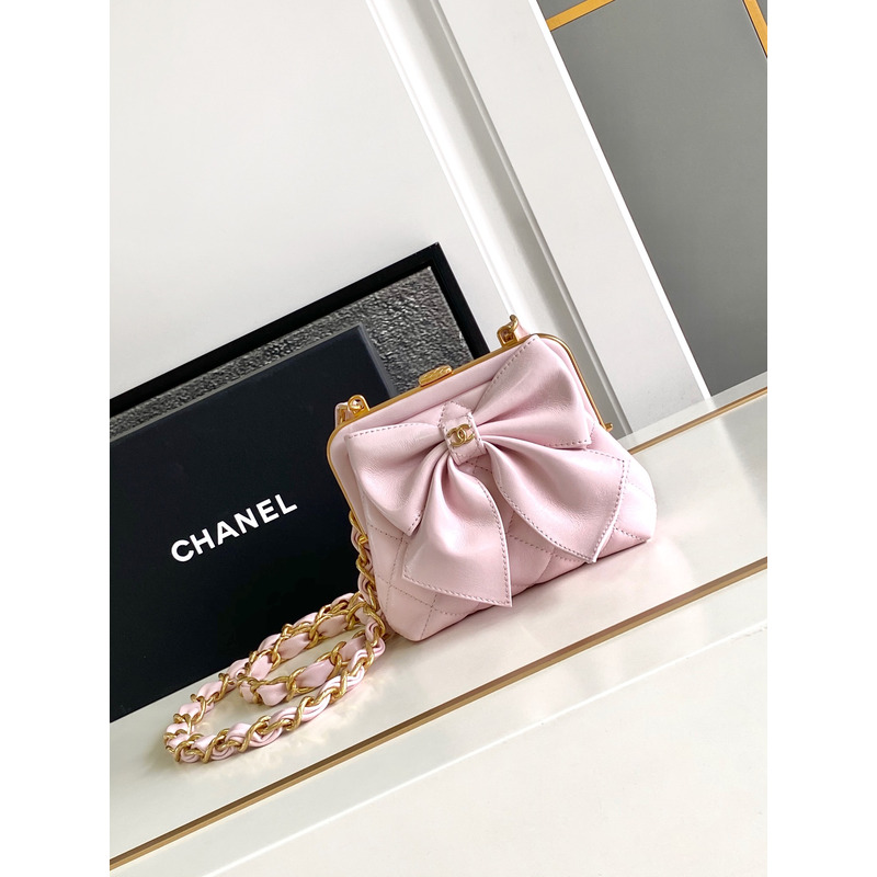 Ch*el chain bag patent shiny lambskin gold-tone metal pink