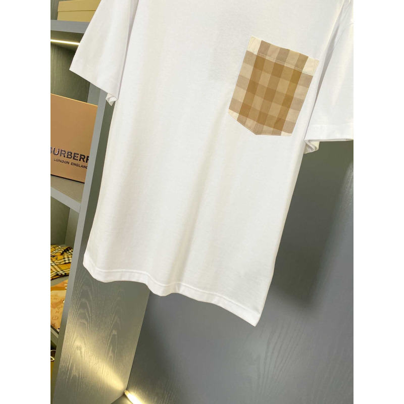 B**rry check pocket cotton t-shirt white