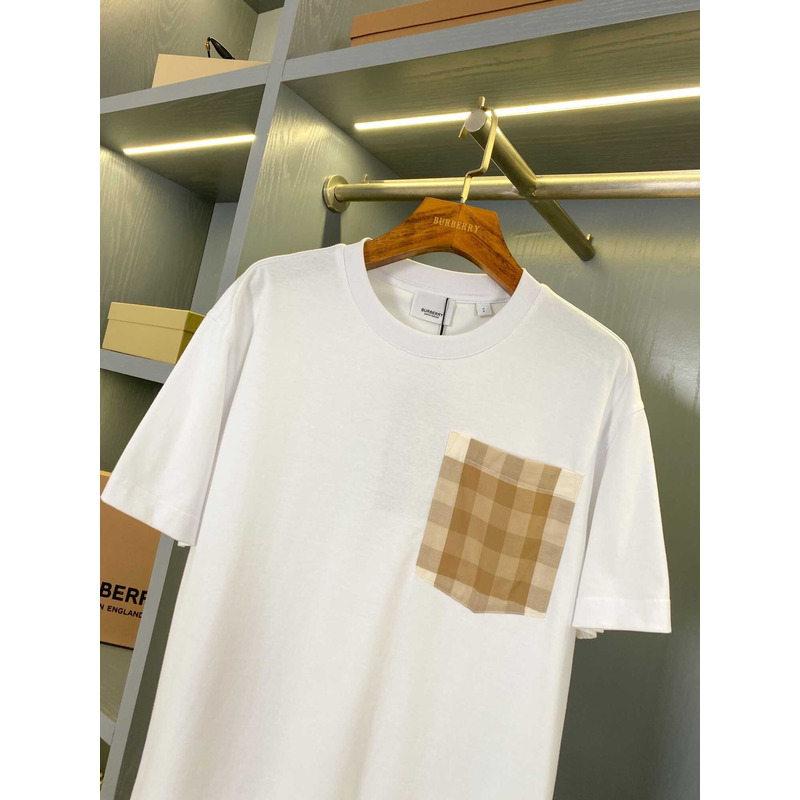 B**rry check pocket cotton t-shirt white