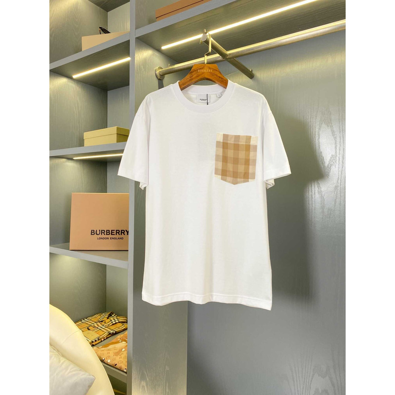 B**rry check pocket cotton t-shirt white