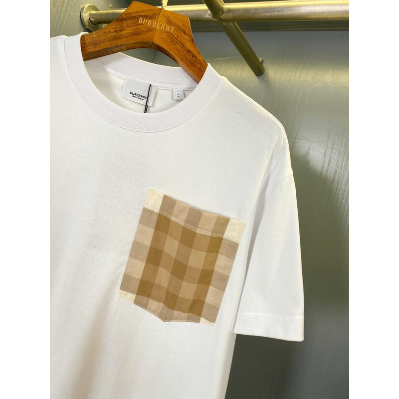 B**rry check pocket cotton t-shirt white