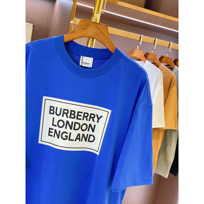 B**rry micro-label printed cotton t-shirt blue