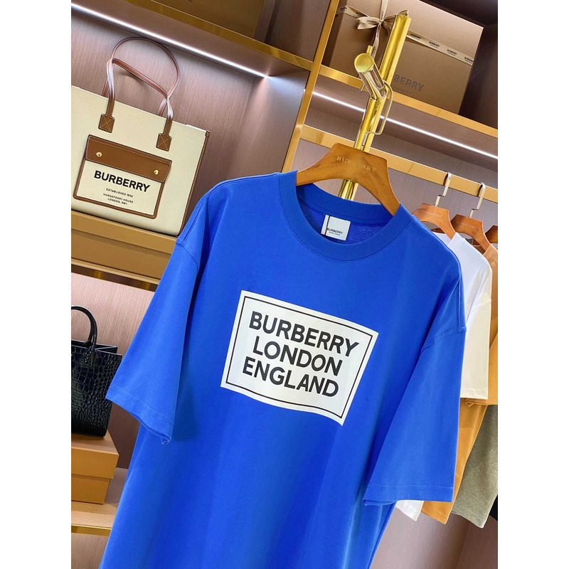 B**rry micro-label printed cotton t-shirt blue