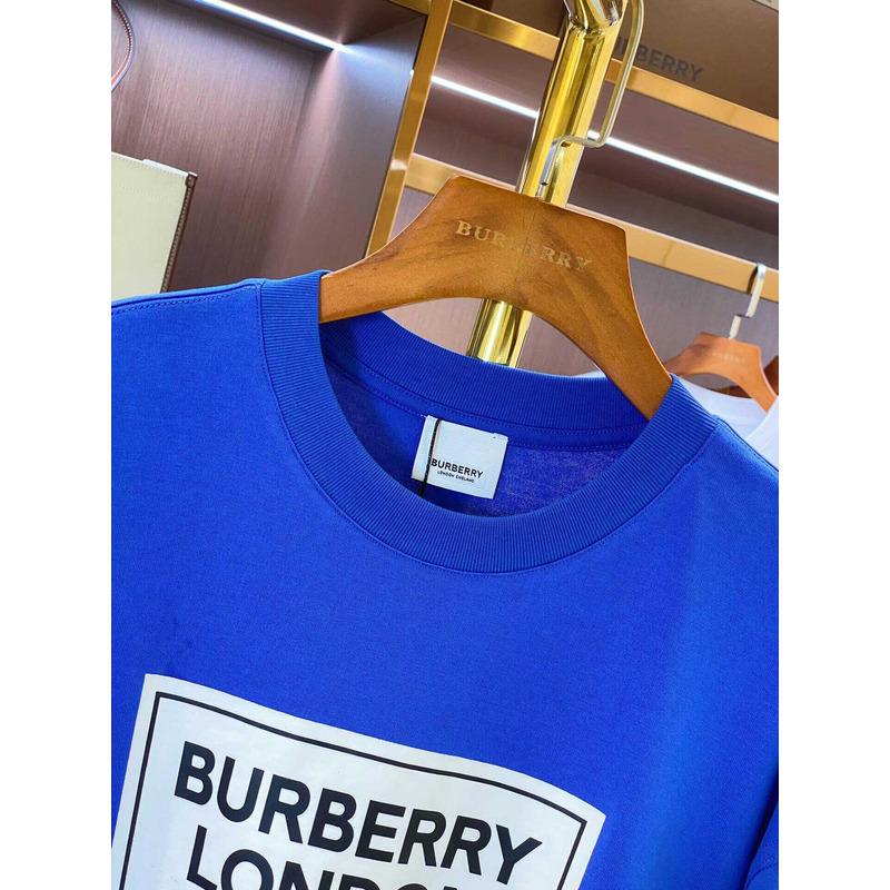 B**rry micro-label printed cotton t-shirt blue