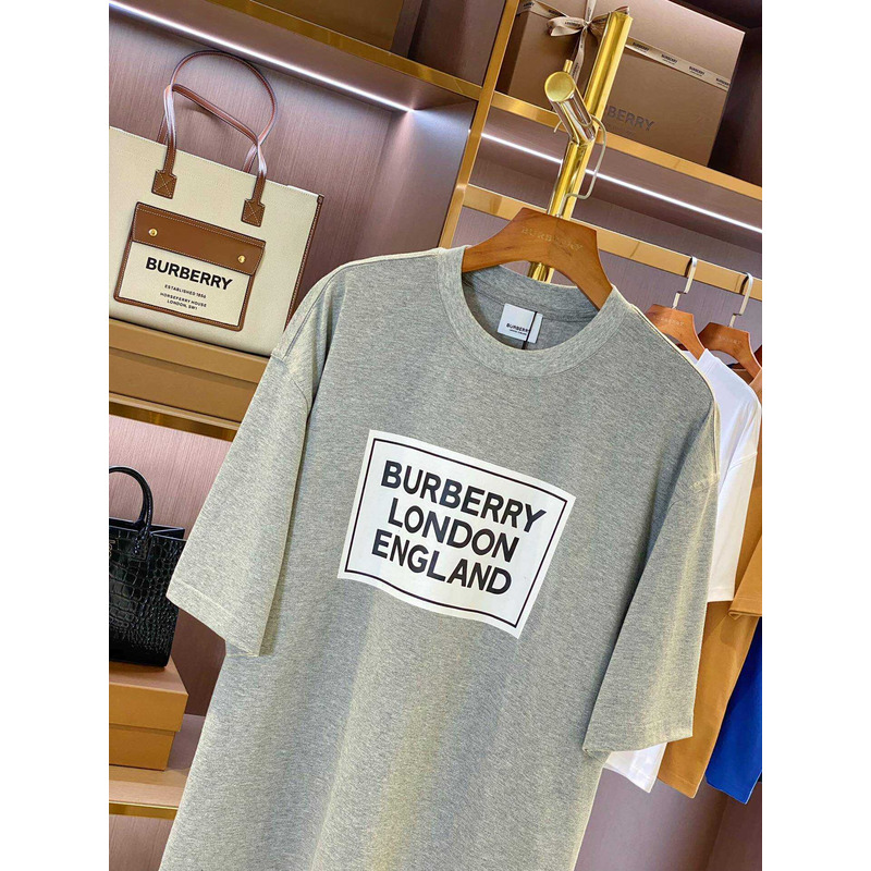 B**rry micro-label printed cotton t-shirt gray