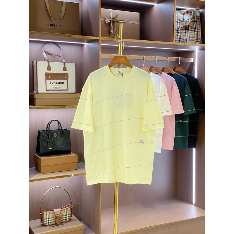 B**rry embroidered t-shirt with diagonal stripes yellow