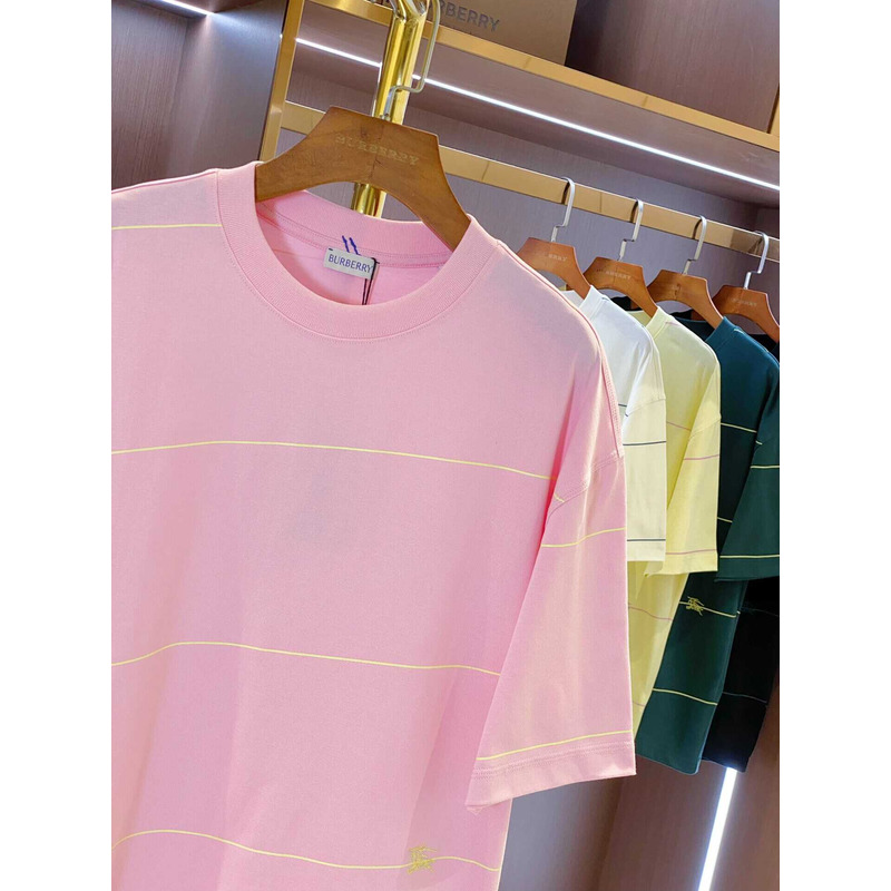 B**rry embroidered t-shirt with diagonal stripes pink