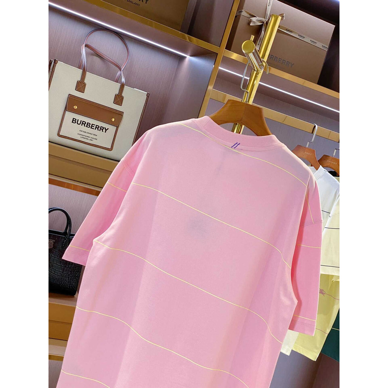 B**rry embroidered t-shirt with diagonal stripes pink