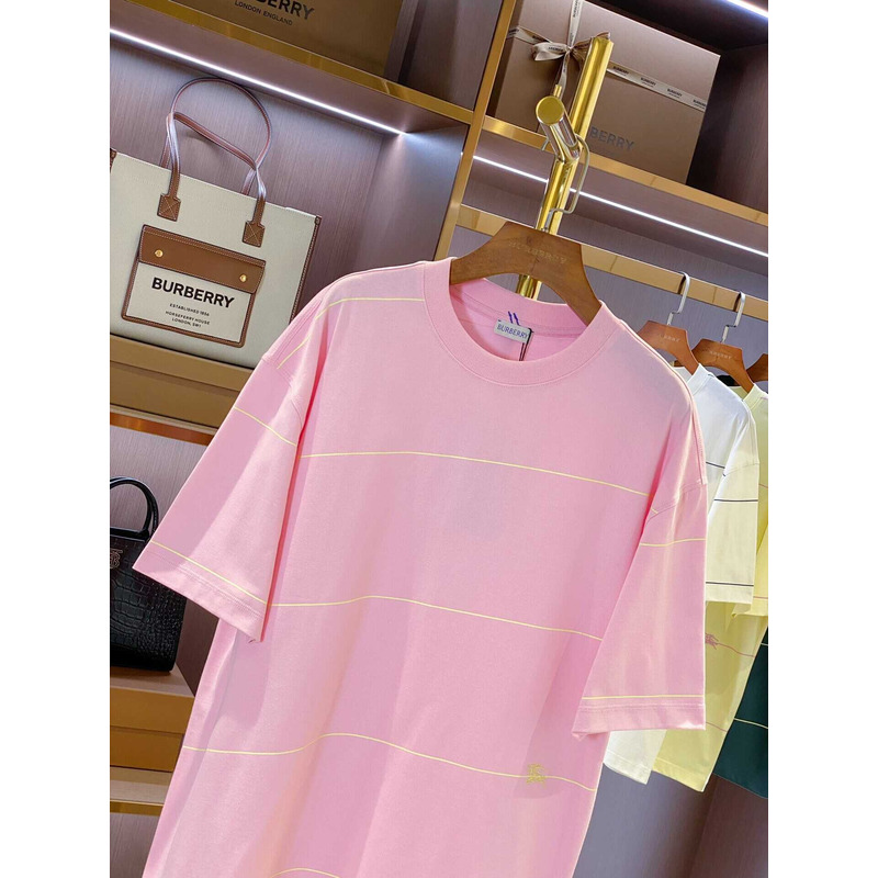 B**rry embroidered t-shirt with diagonal stripes pink