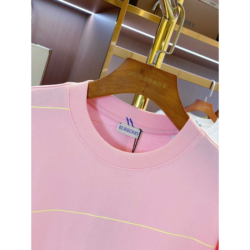 B**rry embroidered t-shirt with diagonal stripes pink