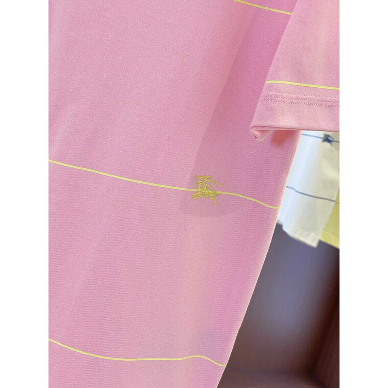 B**rry embroidered t-shirt with diagonal stripes pink