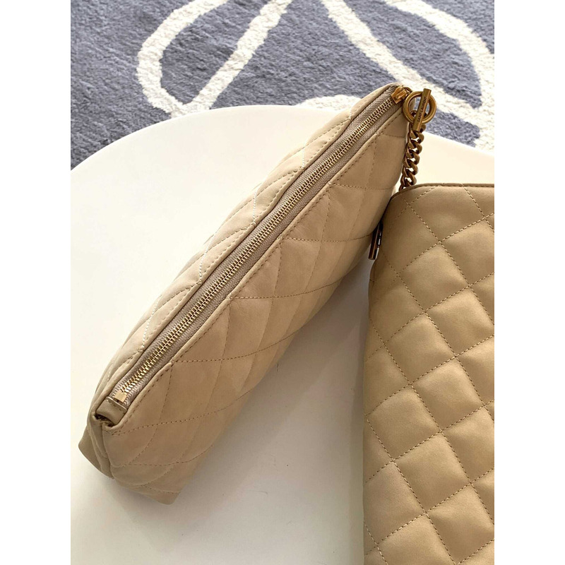 Saint Laurent Icare Maxi Shopping Bag in Quilted Nubuck Suede Beige