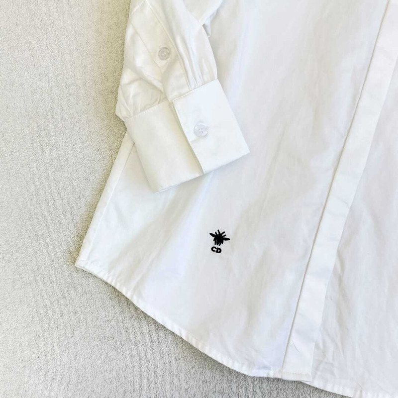 D*or blouse long sleeves white cotton-poplin