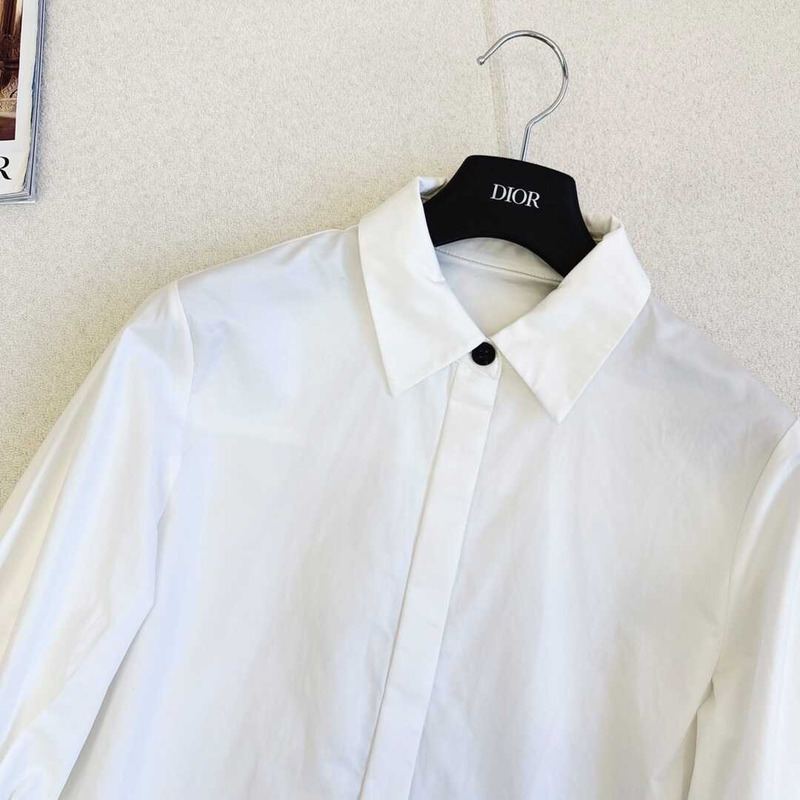 D*or blouse long sleeves white cotton-poplin