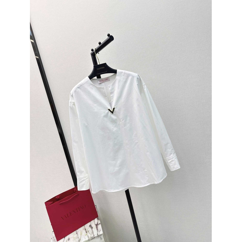 Valentino Cotton Popeline Top White