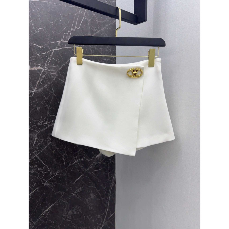 Valentino Crepe Couture Short Skirt White