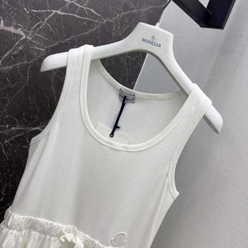 Moncler Cotton Blend Dress White