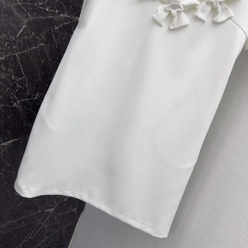 Valentino Crepe Couture 3D Flower Short Dress Ivory