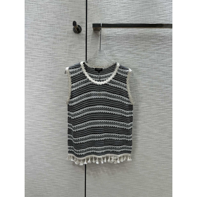 Ch*el logo knitwear tank top black