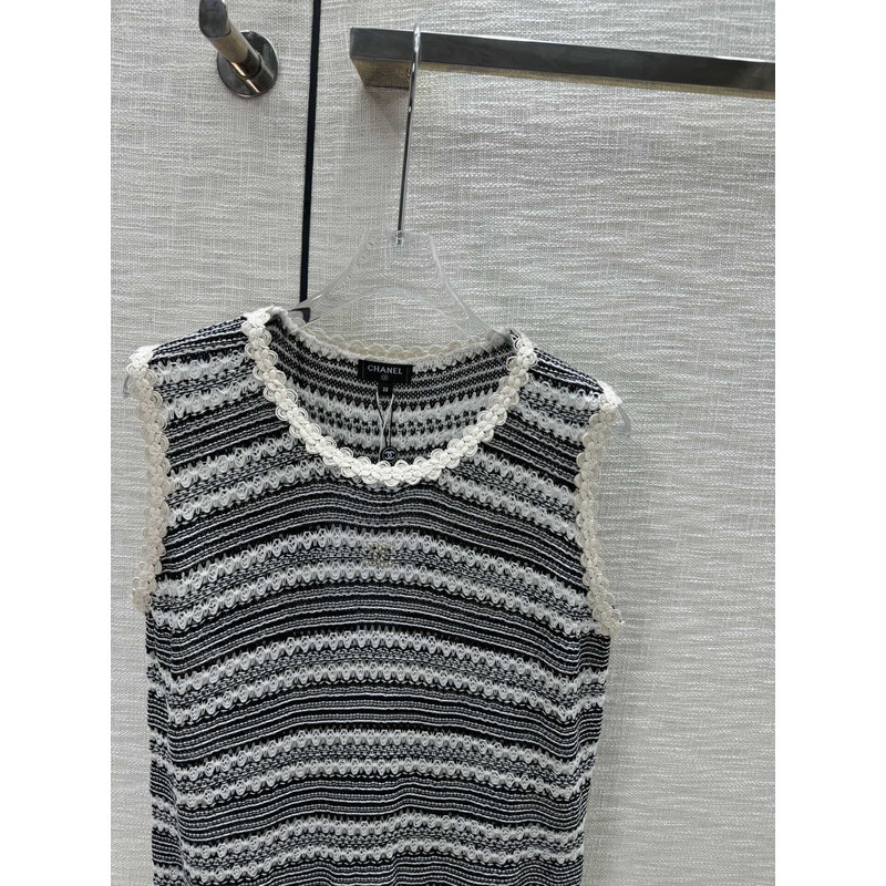 Ch*el logo knitwear tank top black