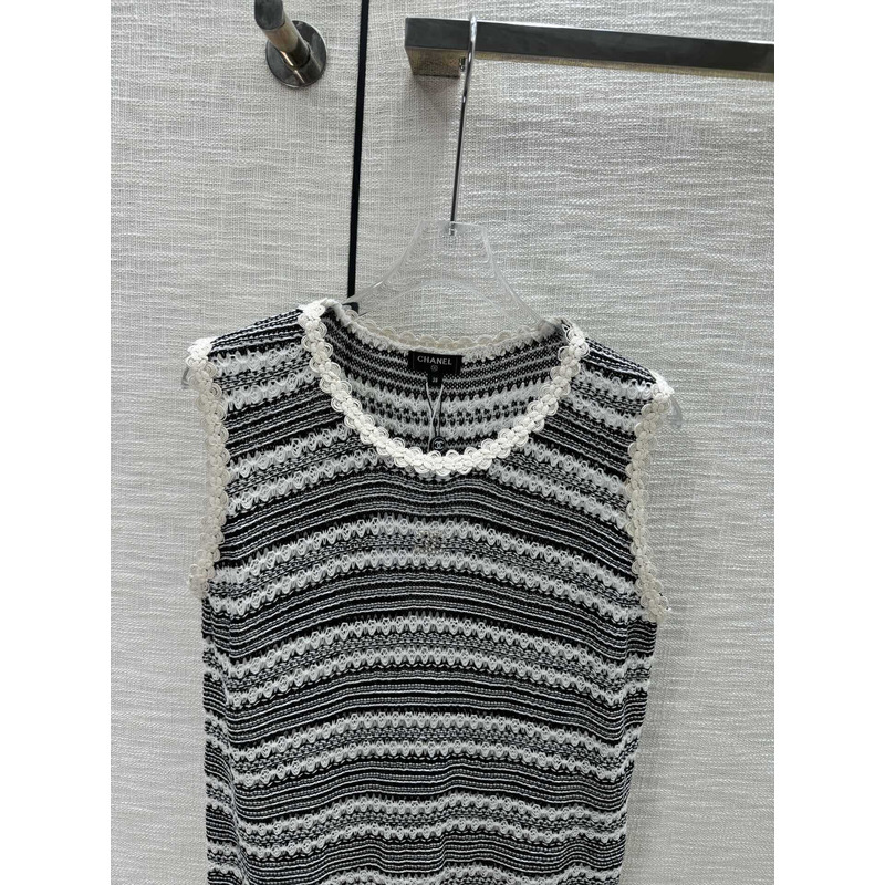 Ch*el logo knitwear tank top black