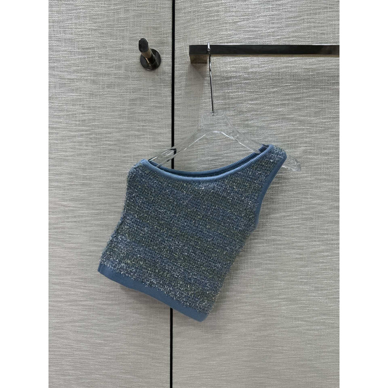 Ch*el logo knitted top blue