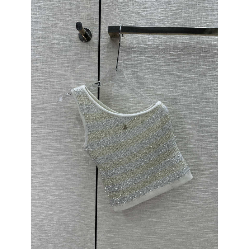 Ch*el  logo knitted top grey