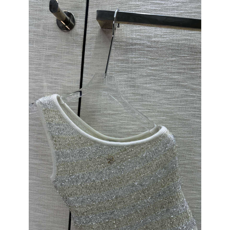 Ch*el  logo knitted top grey