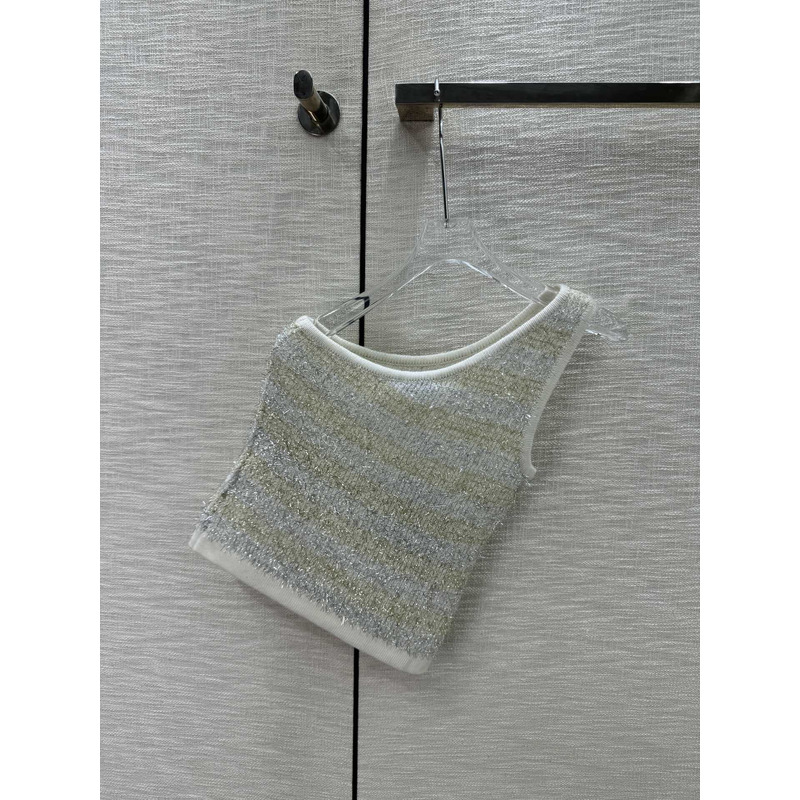 Ch*el  logo knitted top grey