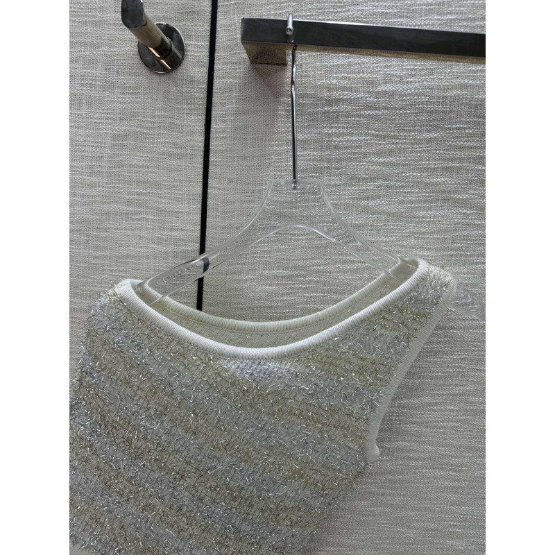 Ch*el  logo knitted top grey