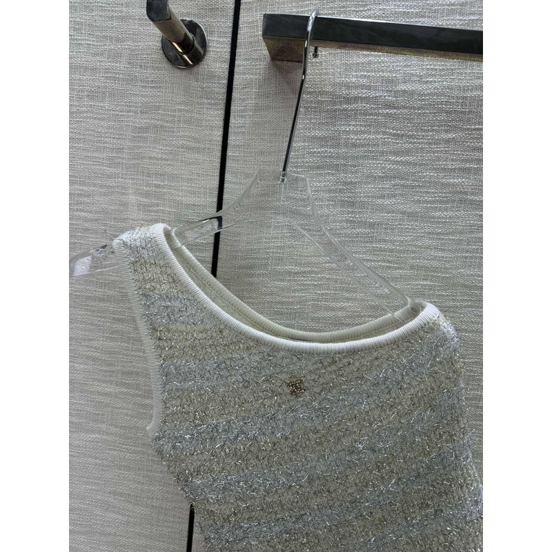 Ch*el  logo knitted top grey