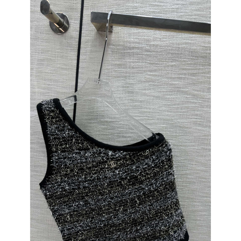 Ch*el logo knitted top black