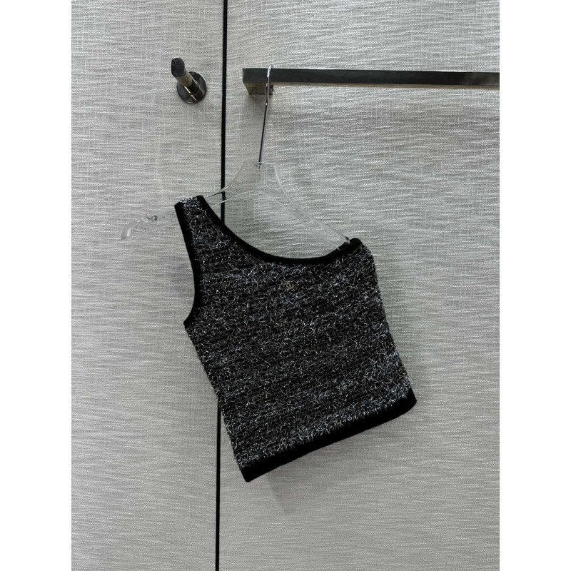 Ch*el logo knitted top black