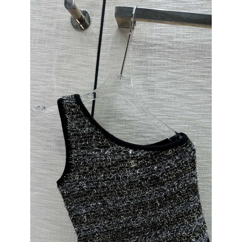 Ch*el logo knitted top black