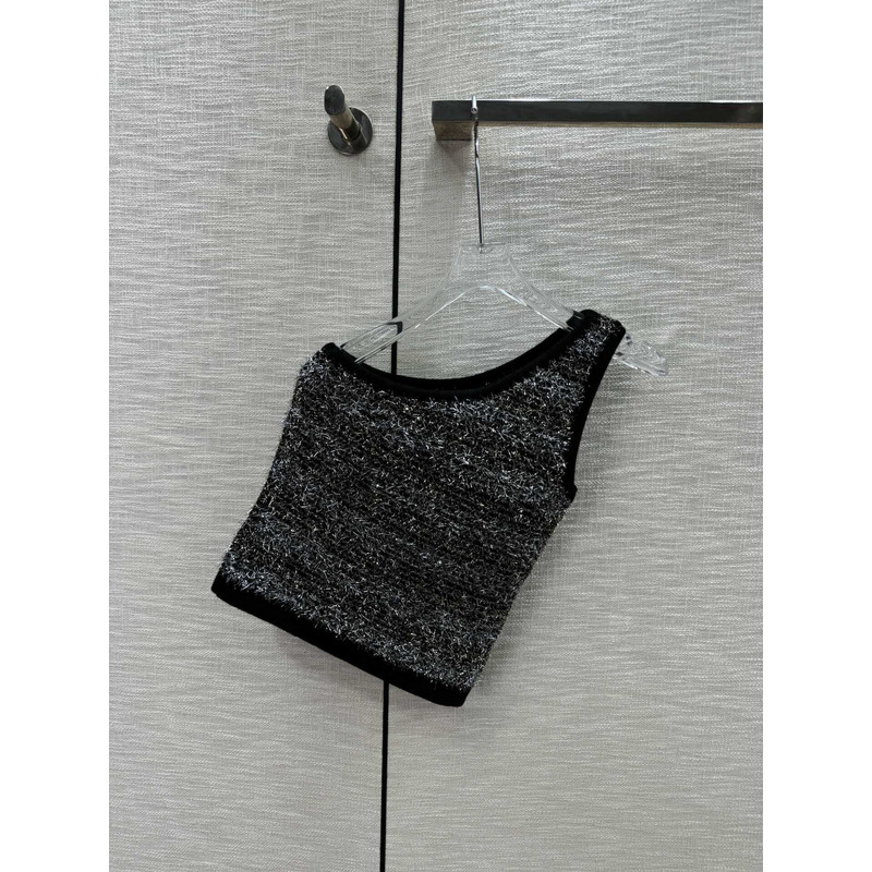 Ch*el logo knitted top black