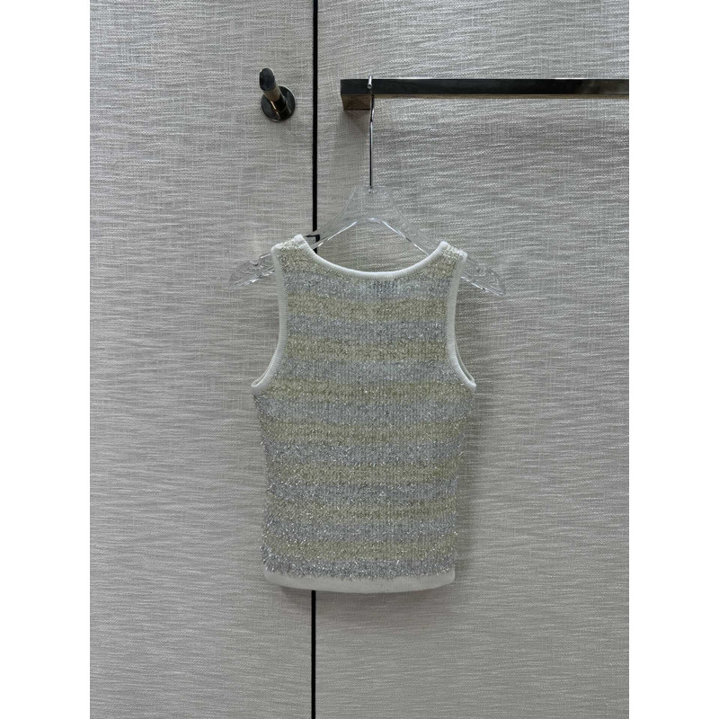 Ch*el logo knitted tank top grey