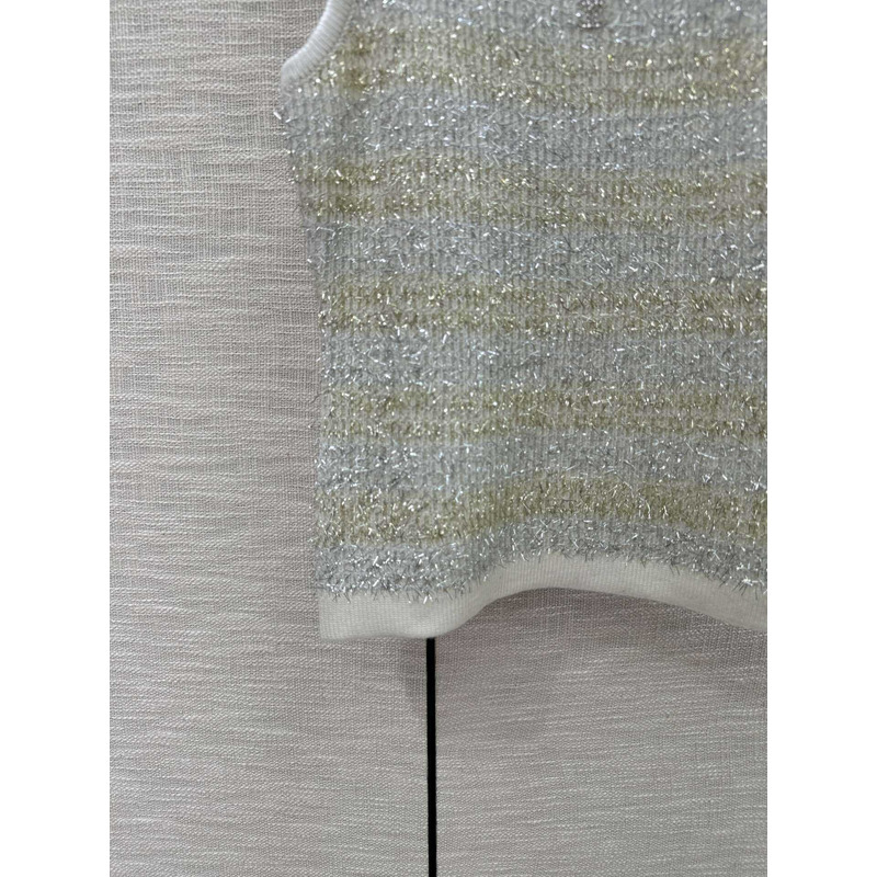 Ch*el logo knitted tank top grey