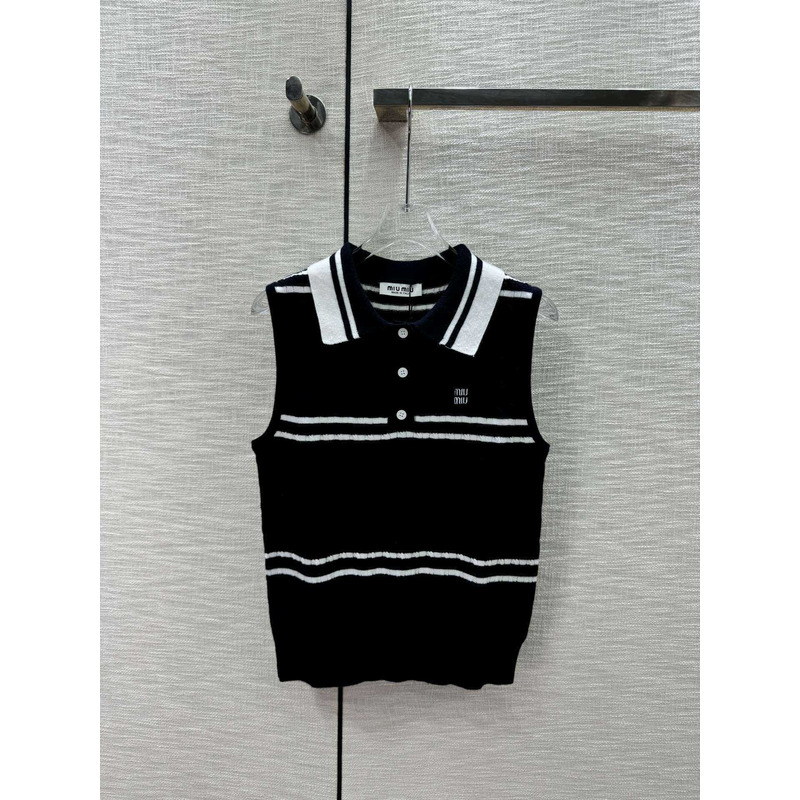 Miu Miu Logo Tank Top Black