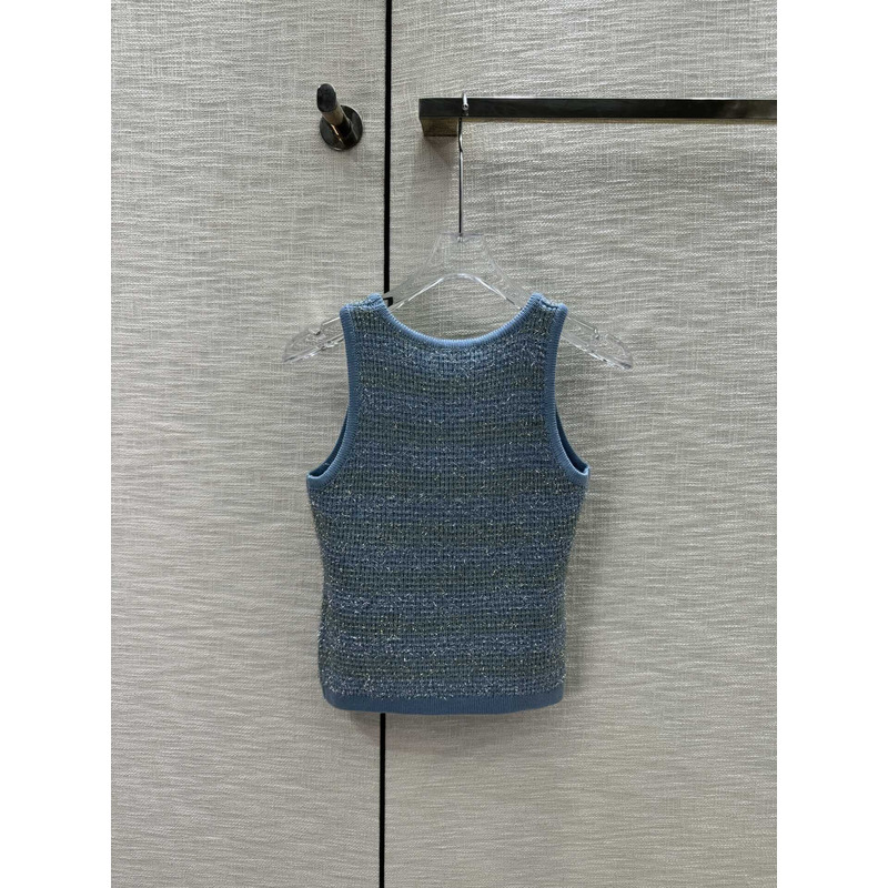 Ch*el logo knitted tank top blue