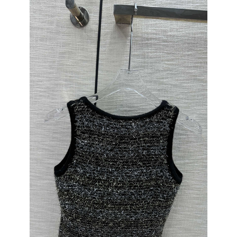 Ch*el logo knitted tank top black