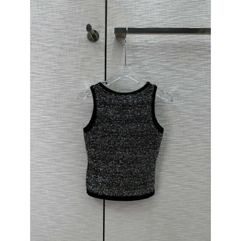 Ch*el logo knitted tank top black