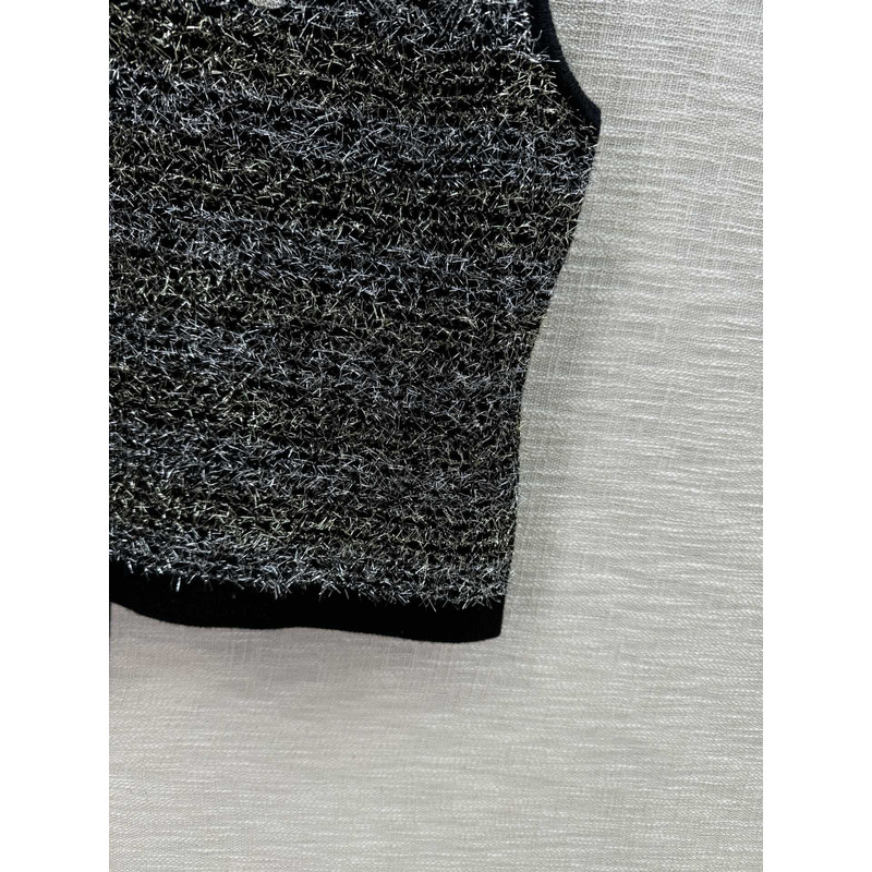 Ch*el logo knitted tank top black